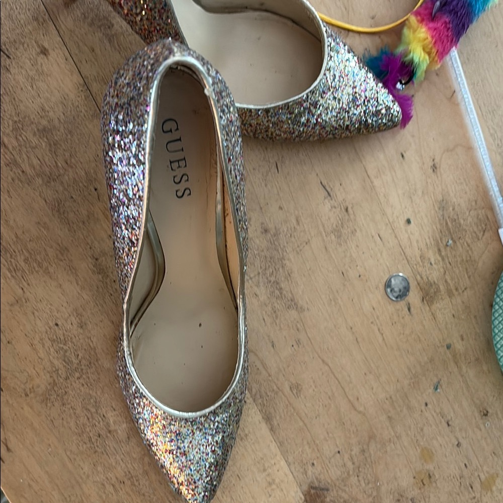 Guess Gold Glitter Heels Elegant Design